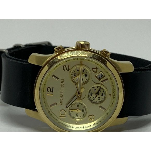 Michael Kors MK5055 Unisex Black Leather Analog Go main image 6